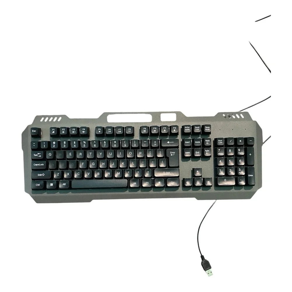 Titan Metal Gaming Keyboard RGB LED Wired USB Full Size Tested Working GAKB-0008